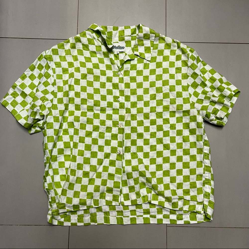 Holiday the Label linen checkered shirt size L